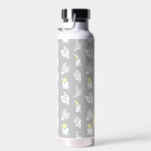 Cute Kawaii Cat Pattern Gray Yellow Monogram Waterfles (Rechts)