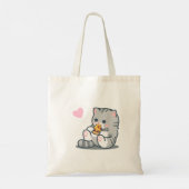 Cute Kawaii Cat Pizza Lover.png Tote Bag (Achterkant)