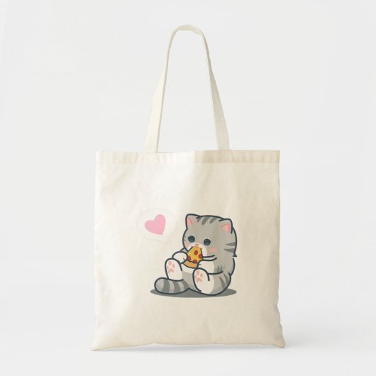Cute Kawaii Cat Pizza Lover.png Tote Bag (Voorkant)