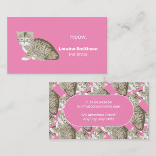 Cute Kawaii Cat Sitter Pink Visitekaartje