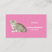 Cute Kawaii Cat Sitter Pink Visitekaartje (Voorkant)