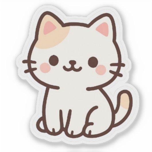 Cute Kawaii Cat Sticker (Voorkant)