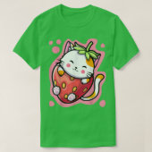 Cute Kawaii Cat Strawberry Milk Japanse Anime Wom T-shirt (Design voorkant)