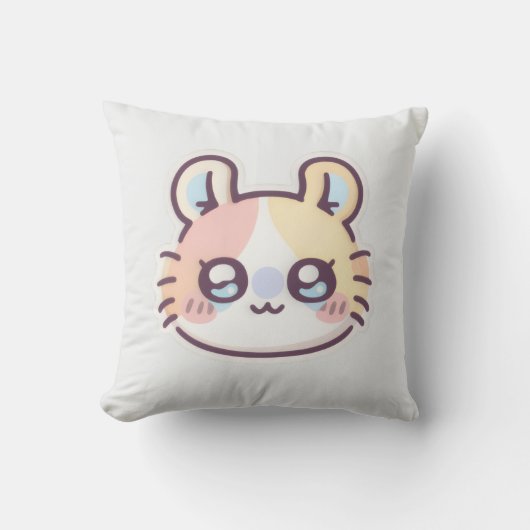 Cute Kawaii Cat Throw Pillow – Adorable Kitty  Kussen (Voorkant)