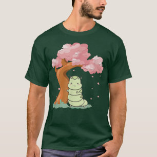 Cute kawaii caterpijler Sakura Cherry Blossom tree T-shirt