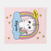 Cute Kawaii Caticorn Pink Cartoon Fleece Deken (Voorkant (Horizontaal))