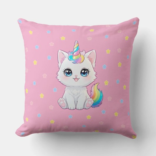 Cute Kawaii Caticorn Throw Pillow Kussen (Voorkant)