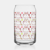 Cute Kawaii Cats and Hearts Pattern Blikvorm Glas (Rechts)
