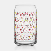 Cute Kawaii Cats and Hearts Pattern Blikvorm Glas (Links)