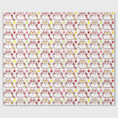 Cute Kawaii Cats and Hearts Pattern Cadeaupapier (Vlak)