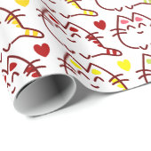 Cute Kawaii Cats and Hearts Pattern Cadeaupapier (Rol Hoek)