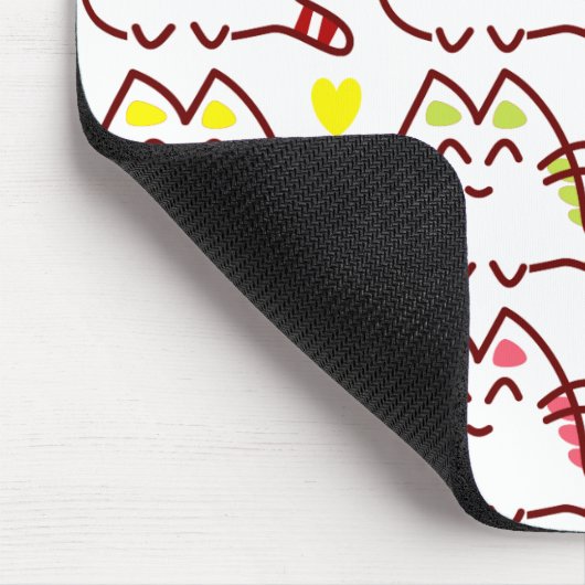 Cute Kawaii Cats and Hearts Pattern Muismat (Hoek)