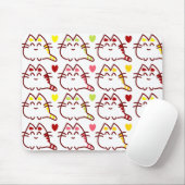 Cute Kawaii Cats and Hearts Pattern Muismat (Met muis)