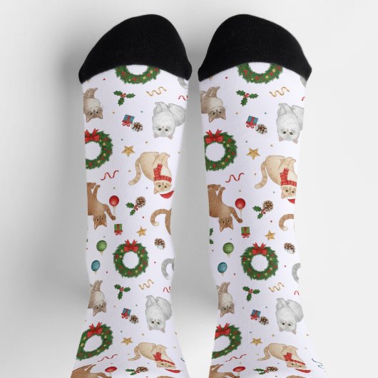 Cute Kawaii Cats & Christmas Decorations Socks Sokken (Top)