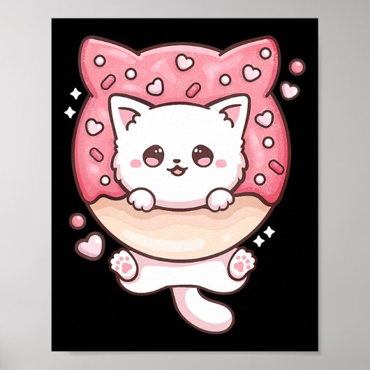 Cute Kawaii Cats Donut Anime Lover Otaku Fun Cats Poster (Voorkant)