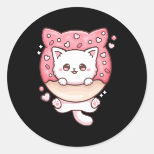 Cute Kawaii Cats Donut Anime Lover Otaku Fun Cats Ronde Sticker