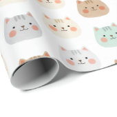 Cute Kawaii Cats Hand-Drawn Illustrations Pastel  Cadeaupapier (Rol Hoek)