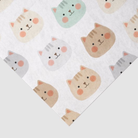 Cute Kawaii Cats Hand-Drawn Illustrations Pastel  Tissuepapier (Detail)