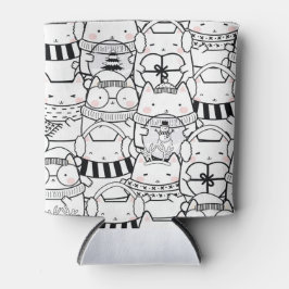 Cute Kawaii Cats in Black and White met roze Blikjeskoeler