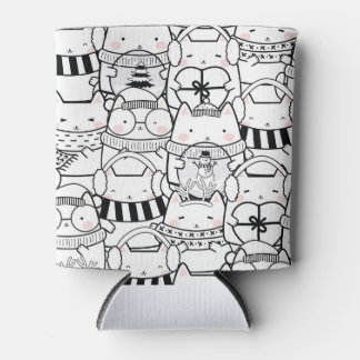 Cute Kawaii Cats in Black and White met roze Blikjeskoeler