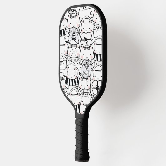 Cute Kawaii Cats in Black and White met roze Pickleball Paddle (Links)