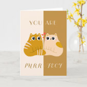Cute Kawaii Cats in Love Valentijnsdag Pun Cream Kaart (Gele Bloem)