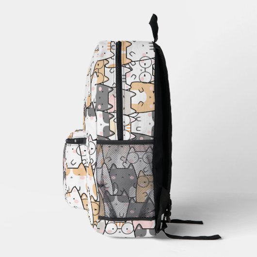 Cute Kawaii Cats Pattern Bedrukte Rugzak (Rechts)