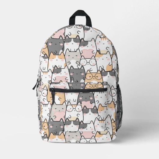 Cute Kawaii Cats Pattern Bedrukte Rugzak (Voorkant)