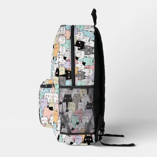 Cute Kawaii Cats Pattern Personalize Name Bedrukte Rugzak (Rechts)