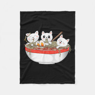 Cute Kawaii Cats Ramen Noodles Anime Japanse kat Fleece Deken