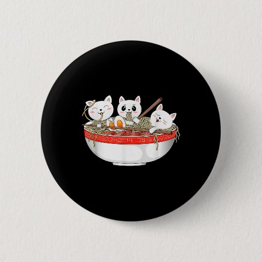 Cute Kawaii Cats Ramen Noodles Anime Japanse kat Ronde Button 5,7 Cm (Voorkant)