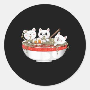 Cute Kawaii Cats Ramen Noodles Anime Japanse kat Ronde Sticker