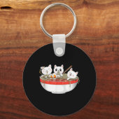 Cute Kawaii Cats Ramen Noodles Anime Japanse kat Sleutelhanger (Voorkant)