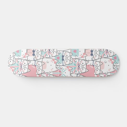 Cute Kawaii Cats with Hearts Persoonlijk Skateboard (Horizontaal)