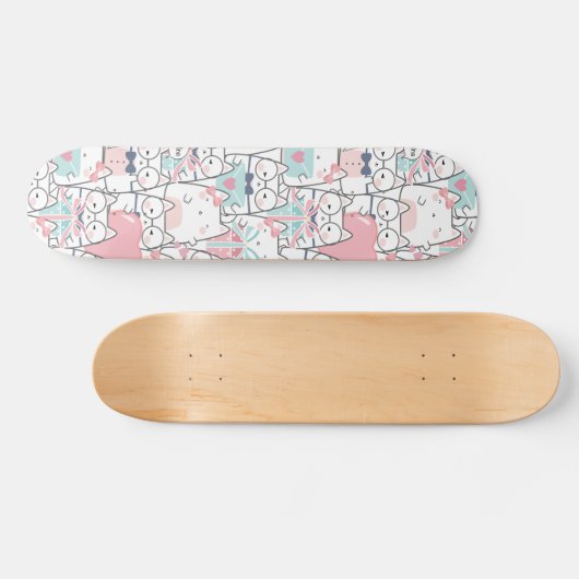 Cute Kawaii Cats with Hearts Persoonlijk Skateboard (Horizontaal)