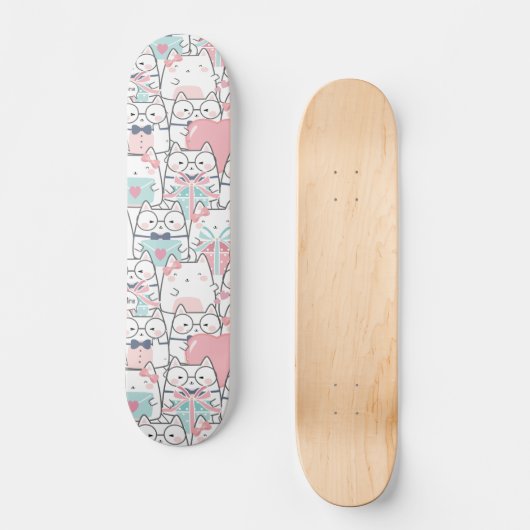 Cute Kawaii Cats with Hearts Persoonlijk Skateboard (Voorkant)