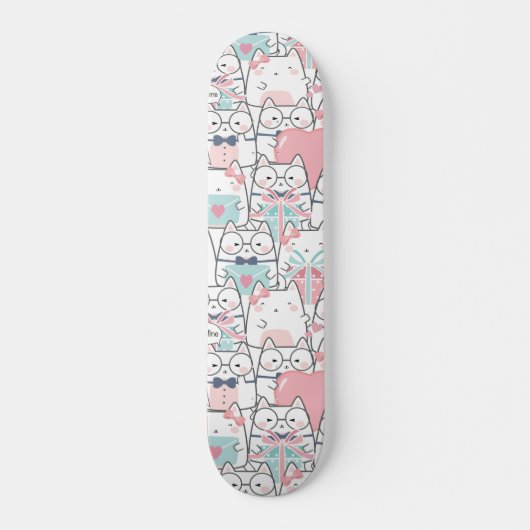 Cute Kawaii Cats with Hearts Persoonlijk Skateboard (Voorkant)