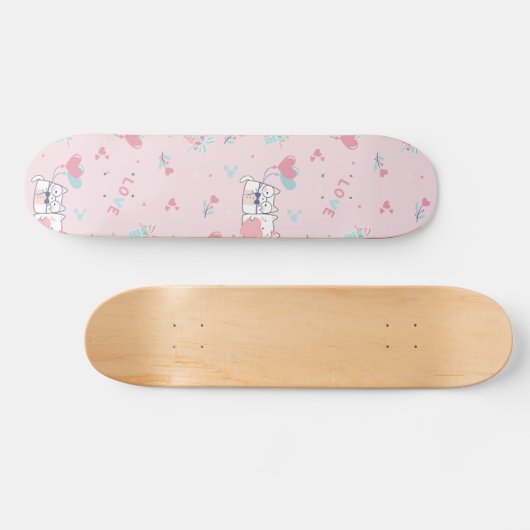 Cute Kawaii Cats with Hearts Persoonlijk Skateboard (Horizontaal)