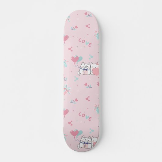 Cute Kawaii Cats with Hearts Persoonlijk Skateboard (Voorkant)