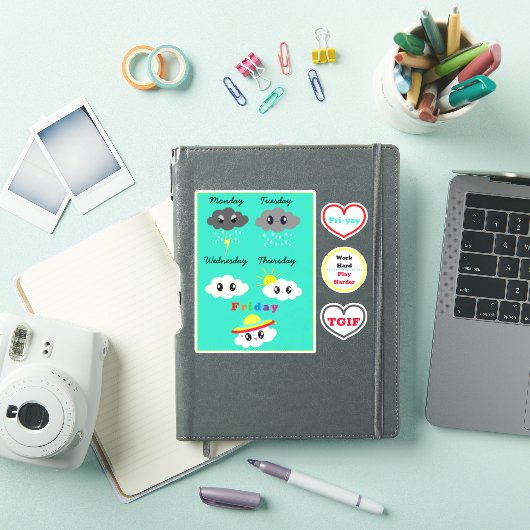 Cute Kawaii Celebrate Weekends TGIF Sticker Pack (iPad Cover)