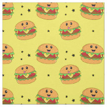 Cute Kawaii Cheeseburger Patroon op Geel