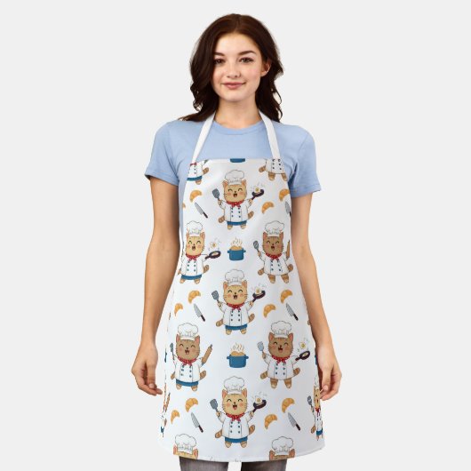Cute Kawaii Chef Cat Apron – Funny Cooking Cat  Schort (Gedragen)