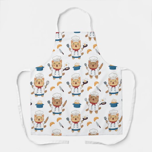Cute Kawaii Chef Cat Apron – Funny Cooking Cat  Schort (Voorkant)