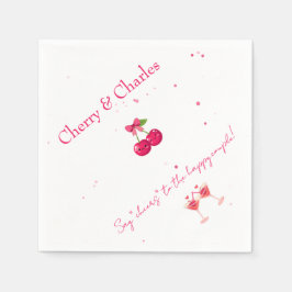 Cute Kawaii Cherry Couple Pink & Red Wedding  Servet