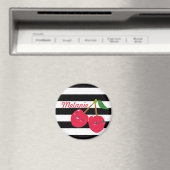 Cute Kawaii Cherry Striped Personalized Magneet (Insitu (Vaatwasser))