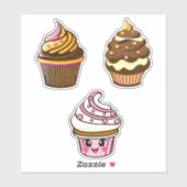Cute Kawaii Chibi Cupcakes Sticker (Vel)