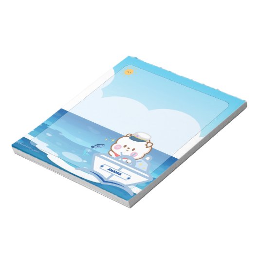 Cute Kawaii Chibi Kapitein van het Zee Notitieblok (Linkerzijde)