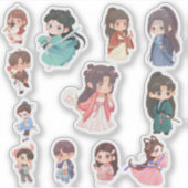 Cute Kawaii Chibi Karakter Stickers (Voorkant)