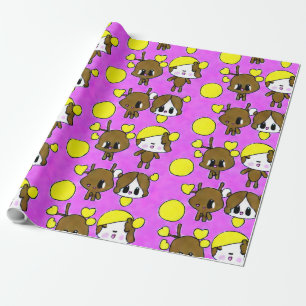 CUTE KAWAII CHIBI MOOSE PINK PAINK CADEAUPAPIER