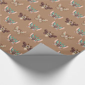 Cute Kawaii Chibi Moths on Coffee Tan Cadeaupapier (Hoek)